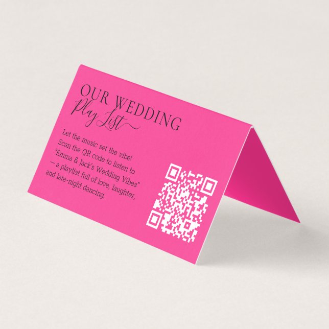Hochzeits-Playlist mit Hot Pink Fuchsien-QR-Code (Vorderseite)