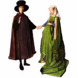 Hochzeits-Porträt-Skulptur Jan van Eycks Arnolfini Freistehende Fotoskulptur<br><div class="desc">Ein Fastfood- Ausschnitt Jan van Eycks des berühmten Arnolfini Hochzeits-Porträts.</div>