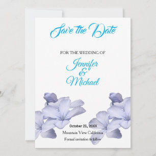 Hochzeits-Profi Klassische Blumen Himmelblau Save The Date