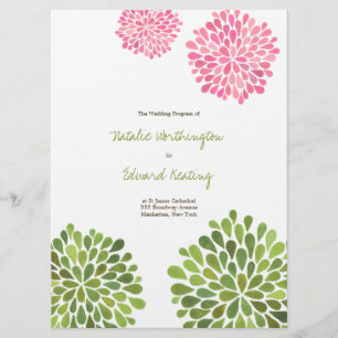 Hochzeits-Programm-rosarote gelbe Blumen-Blüte Programm