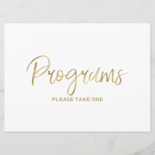 Hochzeits-"Programme"-Schild Stylisch Hand Gold Einladung