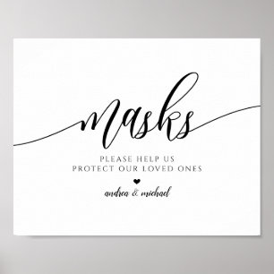 Hochzeits-PSA-Masken-Sozialdistanzierungsschild Poster