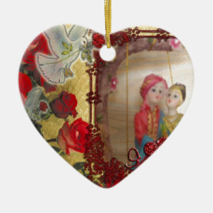 Hochzeits-Puppen-Porträt-Grafik-Kunst-Druck Keramikornament