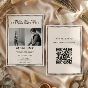 Hochzeits-QR-Code-Foto für Kinder, die heiraten Einladung