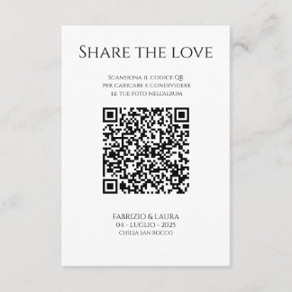 Hochzeits-QR-Code-Karte - Teilen Sie die Liebe Dankeskarte