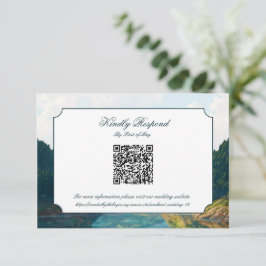 Hochzeits-QR-Code-RSVP-Karte vom Bergtal am See RSVP Karte