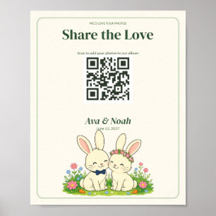 Hochzeits-QR-Code-Schild im Hasengarten Poster