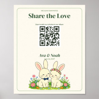 Hochzeits-QR-Code-Schild im Hasengarten Poster