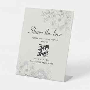 Hochzeits-QR-Code-Schild "Teile die Liebe" Sockelschild