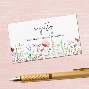 Hochzeits-Registry mit Wildblumen für Brautparty Begleitkarte