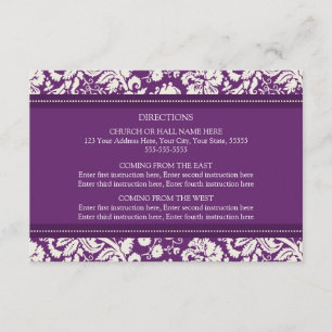 Hochzeits-Richtung kardiert Pflaumen-Damast Begleitkarte