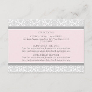 Hochzeits-Richtung kardiert rosa grauen Damast Begleitkarte