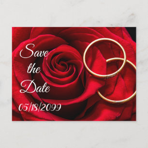 Hochzeits-Ringe der Rosen-w Save the Date Ankündigungspostkarte
