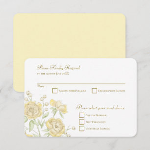 Hochzeits-RSVP-Antwort mit gelber Rose Einladung