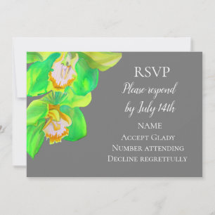 Hochzeits-RSVP einfache Orchideen-Blumen-Wasserfar Einladung