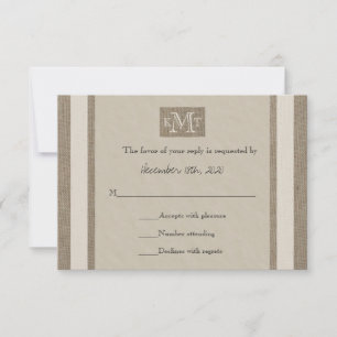 Hochzeits-RSVP-Einladung -- Jute-Pergament-Look RSVP Karte