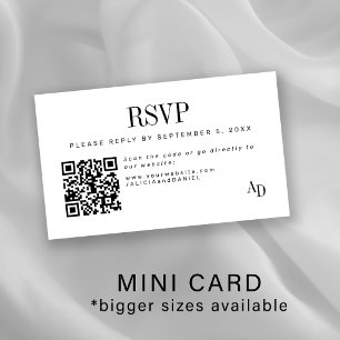 Hochzeits-RSVP-Einlage QR-Code schwarz weißer Umsc Begleitkarte