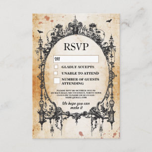Hochzeits-RSVP-Gothic-Rahmen-Rustikale-Halloween-K Einladung