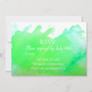 Hochzeits-RSVP grün moderne Wasserfarbe RSVP Einladung