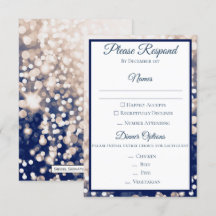Hochzeits-RSVP im Herbst - Champagner und Navy