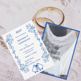 Hochzeits-RSVP-Karte Blaue Saphir-Glocken Scrollwe RSVP Karte