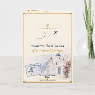 Hochzeits-RSVP-Karte im Reisepass-Stil für Santori Einladung