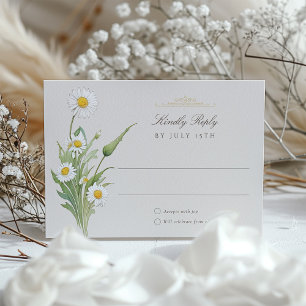 Hochzeits-RSVP-Karte mit Vintage-Gänseblümchen Einladung
