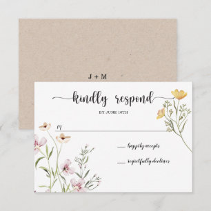 Hochzeits-RSVP-Karte mit Wildblumen Einladung