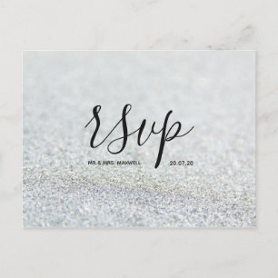 Hochzeits-RSVP-Karte Silber-Glitter-Schrift-Post Einladungspostkarte