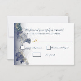 Hochzeits-RSVP-Karten mit Midnight-Tinte und Gold RSVP Karte