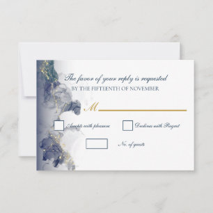 Hochzeits-RSVP-Karten mit Midnight-Tinte und Gold RSVP Karte