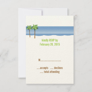 Hochzeits-RSVP-Karten mit Palmen am Strand RSVP Karte
