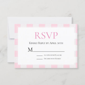 Hochzeits-RSVP mit rosa Büffelkaromuster RSVP Karte