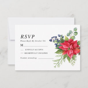 Hochzeits-RSVP mit Weihnachtsroten Beeren RSVP Karte