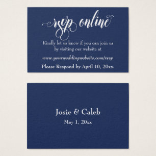 Hochzeits-RSVP Online Einlage Weiß Script & Navy,