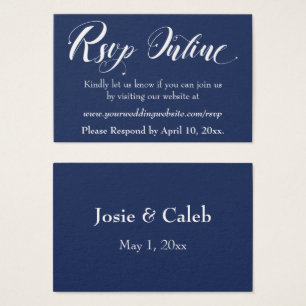 Hochzeits-RSVP Online Einlage Weiß Script & Navy,
