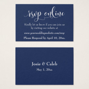 Hochzeits-RSVP Online Einlage Weiß Script & Navy,