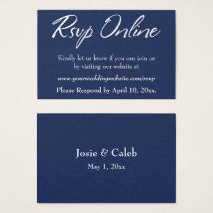 Hochzeits-RSVP Online-Einlage Weiß Script & Navy,