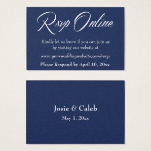 Hochzeits-RSVP Online Einlage Weiß Skript & Navy, 