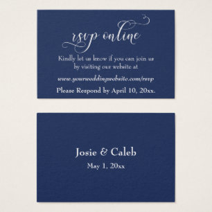 Hochzeits-RSVP Online-Einleger Schwarz Skript, Wei