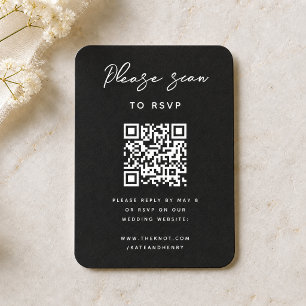 Hochzeits-RSVP   QR-Code Modern Stylisch Schwarz Begleitkarte