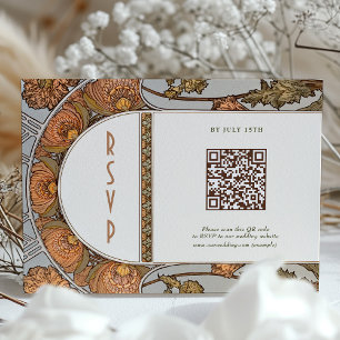 Hochzeits-RSVP-QR-Code Vintage Art Nouveau Mucha Einladung