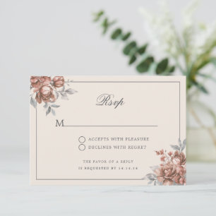 Hochzeits-RSVP Rose Gold Natürlich Rustikale Blume RSVP Karte