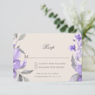 Hochzeits-RSVP-Script Purple Rustic Floral RSVP Karte