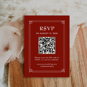 Hochzeits-RSVP und QR-Code   Rot Begleitkarte
