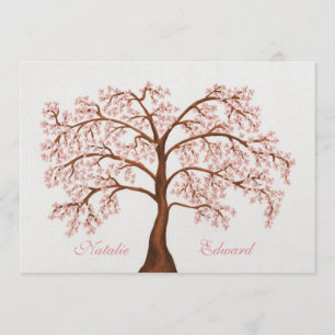 Hochzeits-Sakura-Kirschblütenbaum-Einladungen Einladung