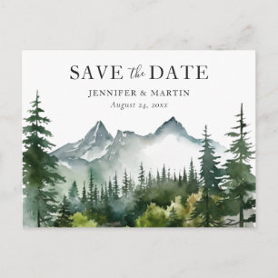 Hochzeits-Save-The-Date-Postkarte Waldgebirge Ankündigungspostkarte