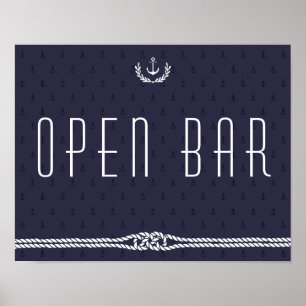 Hochzeits-Schild für Open Bar im maritimen Stil mi Poster