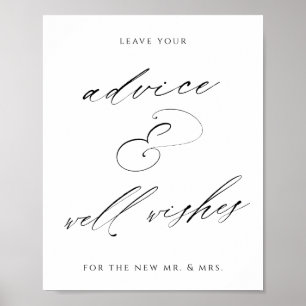 Hochzeits-Schild für Ratschläge und gute Wünsche Poster