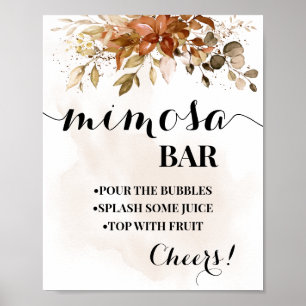 Hochzeits-Schild Herbst-Mimosa-Bar Brautparty Poster